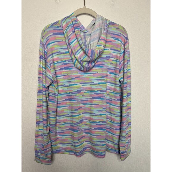Lands End Girls XL Rainbow Hoodie Warm Lavender Painted Striped Long Sleeve NWOT - Picture 7 of 11